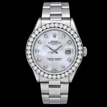 Afbeelding in Gallery-weergave laden, Rolex Date 1500 34mm Wit Parelmoer Diamanten Wijzerplaat Roestvrij Staal
