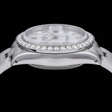Afbeelding in Gallery-weergave laden, Rolex Date 1500 34mm Wit Parelmoer Diamanten Wijzerplaat Roestvrij Staal

