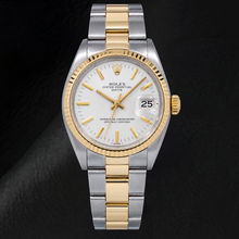 Afbeelding in Gallery-weergave laden, Rolex Date 1500 34 mm Tweekleurig Horloge met Witte Wijzerplaat met Streepindexen
