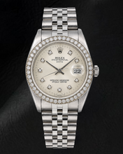 Afbeelding in Gallery-weergave laden, Rolex Date 1501 34mm Zilveren Diamanten Wijzerplaat Roestvrij Staal Horloge
