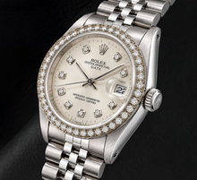 Afbeelding in Gallery-weergave laden, Rolex Date 1501 34mm Zilveren Diamanten Wijzerplaat Roestvrij Staal Horloge
