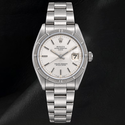Rolex Date 1501 34mm Roestvrij Staal Horloge met Zilveren Wijzerplaat met Streepindexen