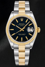 Afbeelding in Gallery-weergave laden, Rolex Date 15053 34 mm Tweekleurig Horloge met Zwarte Wijzerplaat met Streepindexen
