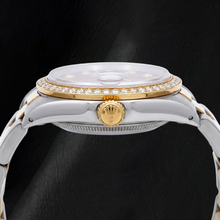 Afbeelding in Gallery-weergave laden, Rolex Date 1505 34mm Rode Diamanten Wijzerplaat Jubilee-armband Tweekleurig Horloge
