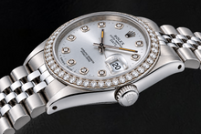Afbeelding in Gallery-weergave laden, Rolex Date 15200 34mm Zilveren Diamanten Wijzerplaat Roestvrij Staal Horloge
