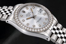Afbeelding in Gallery-weergave laden, Rolex Date 15200 34mm Zilveren Diamanten Wijzerplaat Roestvrij Staal Horloge
