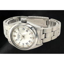 Afbeelding in Gallery-weergave laden, Rolex Date 26 mm Witte Romeinse Wijzerplaat Oyster Roestvrijstalen Dameshorloge
