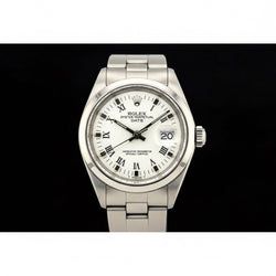 Rolex Date 26 mm Witte Romeinse Wijzerplaat Oyster Roestvrijstalen Dameshorloge
