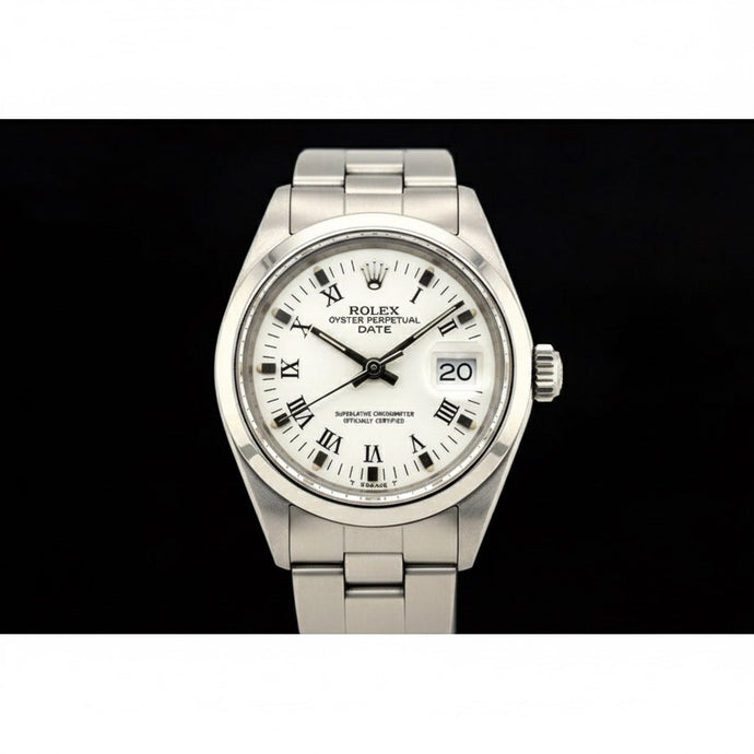 Rolex Date 26 mm Witte Romeinse Wijzerplaat Oyster Roestvrijstalen Dameshorloge P1