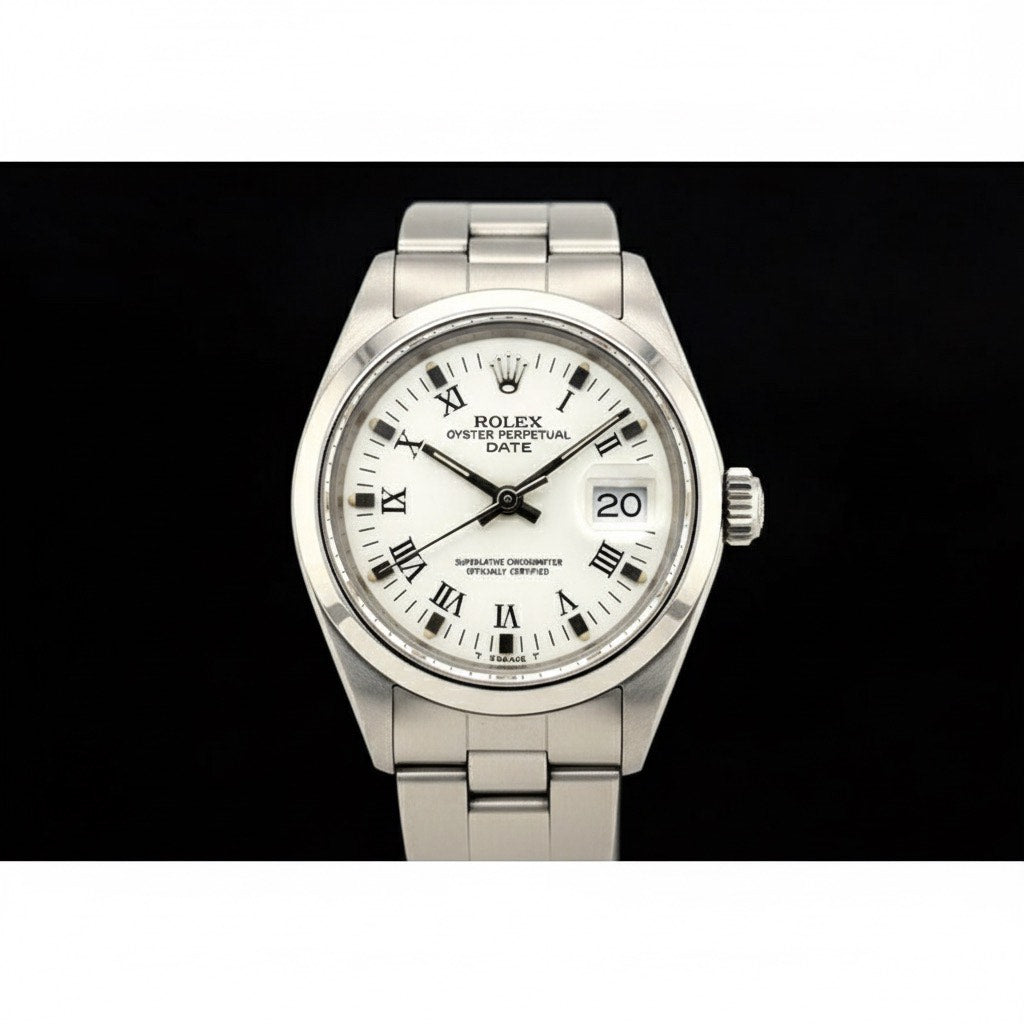 Rolex Date 26 mm Witte Romeinse Wijzerplaat Oyster Roestvrijstalen Dameshorloge P1