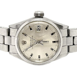Rolex Date 26 mm Zilveren Stick Dial Roestvrijstalen Horloge