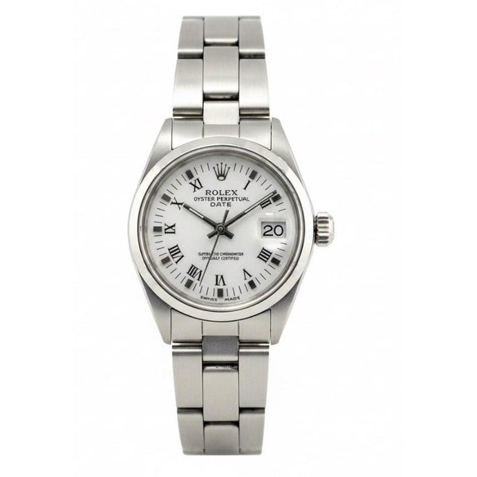 Rolex Date Wit Romeins Roestvrij Staal 26 mm Dameshorloge P1