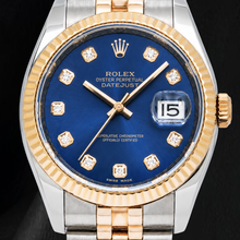 Afbeelding in Gallery-weergave laden, Rolex Datejust 116233 36 mm Blauwe Diamanten Wijzerplaat Tweekleurig Horloge
