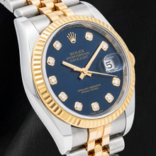 Afbeelding in Gallery-weergave laden, Rolex Datejust 116233 36 mm Blauwe Diamanten Wijzerplaat Tweekleurig Horloge
