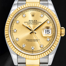 Afbeelding in Gallery-weergave laden, Rolex Datejust 116233 36mm Champagne Diamanten Wijzerplaat Tweekleurig Horloge
