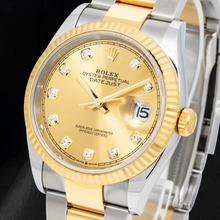 Afbeelding in Gallery-weergave laden, Rolex Datejust 116233 36mm Champagne Diamanten Wijzerplaat Tweekleurig Horloge
