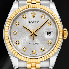 Afbeelding in Gallery-weergave laden, Rolex Datejust 116233 36mm Zilveren Jubilee Diamanten Wijzerplaat Tweekleurig Horloge
