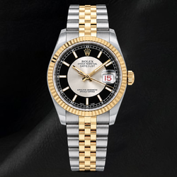 Rolex Datejust 116233 Zwarte Wijzerplaat 36mm Roestvrij Staal en Geelgoud Horloge
