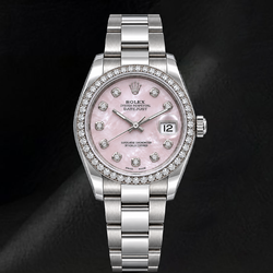 Rolex Datejust 116234 36mm Roze Parelmoer Diamanten Wijzerplaat Roestvrij Staal Horloge
