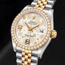 Afbeelding in Gallery-weergave laden, Rolex Datejust 116243 36mm Witte Florale Arabische Wijzerplaat Tweekleurig Horloge
