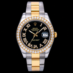 Rolex Datejust 116333 41 mm Zwarte Romeinse Diamanten Wijzerplaat Tweekleurig Gouden Oyster-armband Horloge
