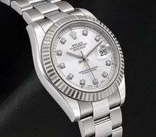 Afbeelding in Gallery-weergave laden, Rolex Datejust 116334 41mm Zilveren Diamanten Wijzerplaat Witgoud Gekartelde Lunette Horloge
