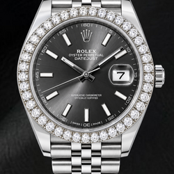 Rolex Datejust 126300 41mm Grijze Lichtgevende Wijzerplaat met Streepindexen Roestvrij Staal Horloge