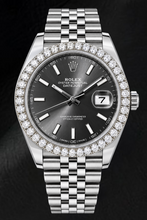 Afbeelding in Gallery-weergave laden, Rolex Datejust 126300 41mm Grijze Lichtgevende Wijzerplaat met Streepindexen Roestvrij Staal Horloge
