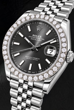 Afbeelding in Gallery-weergave laden, Rolex Datejust 126300 41mm Grijze Lichtgevende Wijzerplaat met Streepindexen Roestvrij Staal Horloge
