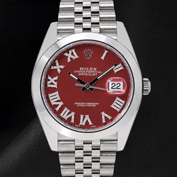 Rolex Datejust 126300 41mm Rode Romeinse Diamanten Wijzerplaat Roestvrij Staal Horloge