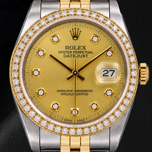 Afbeelding in Gallery-weergave laden, Rolex Datejust 16013 36mm Champagne Diamanten Wijzerplaat Tweekleurig Horloge
