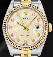 Afbeelding in Gallery-weergave laden, Rolex Datejust 16013 36mm Champagne Jubilee Diamanten Wijzerplaat Tweekleurig Horloge
