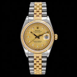 Rolex Datejust 16013 36mm Champagne String Diamanten Wijzerplaat Tweekleurig Horloge