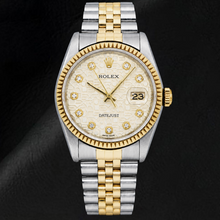 Afbeelding in Gallery-weergave laden, Rolex Datejust 16013 36mm Ivoor Jubileum Diamanten Wijzerplaat Tweekleurig Horloge

