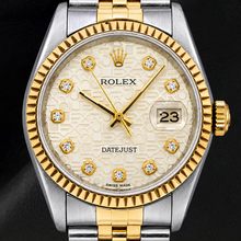 Afbeelding in Gallery-weergave laden, Rolex Datejust 16013 36mm Ivoor Jubileum Diamanten Wijzerplaat Tweekleurig Horloge
