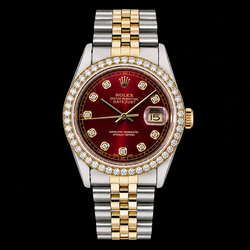 Rolex Datejust 16013 36 mm Rode Diamanten Wijzerplaat Jubilee-armband Tweekleurig Horloge