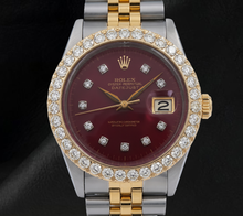 Afbeelding in Gallery-weergave laden, Rolex Datejust 16013 Diamanten Lunette Rode Diamanten Wijzerplaat 36mm Tweekleurig Horloge
