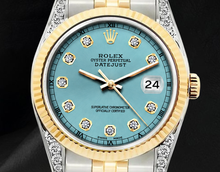 Afbeelding in Gallery-weergave laden, Rolex Datejust 16013 Turquoise Diamanten Wijzerplaat 36mm Tweekleurig Horloge
