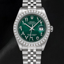 Afbeelding in Gallery-weergave laden, Rolex Datejust 16014 36mm Roestvrij Staal Horloge met Groene Oost-Arabische Wijzerplaat
