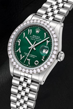 Afbeelding in Gallery-weergave laden, Rolex Datejust 16014 36mm Roestvrij Staal Horloge met Groene Oost-Arabische Wijzerplaat
