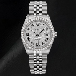 Rolex Datejust 16014 36mm Gepaveerde Diamanten Romeinse Wijzerplaat Roestvrij Staal