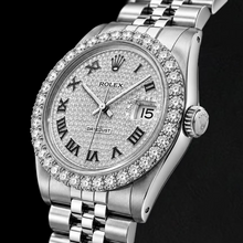 Afbeelding in Gallery-weergave laden, Rolex Datejust 16014 36mm Gepaveerde Diamanten Romeinse Wijzerplaat Roestvrij Staal
