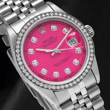 Afbeelding in Gallery-weergave laden, Rolex Datejust 16014 36mm Roze Diamanten Wijzerplaat Roestvrij Staal Horloge
