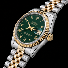 Afbeelding in Gallery-weergave laden, Rolex Datejust 1601 36mm Tweekleurig Horloge met Groene Romeinse Wijzerplaat
