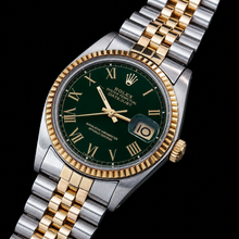 Afbeelding in Gallery-weergave laden, Rolex Datejust 1601 36mm Tweekleurig Horloge met Groene Romeinse Wijzerplaat
