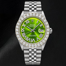 Afbeelding in Gallery-weergave laden, Rolex Datejust 1601 36mm Groene Romeinse Diamanten Wijzerplaat Roestvrij Staal Horloge
