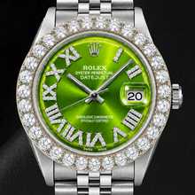 Afbeelding in Gallery-weergave laden, Rolex Datejust 1601 36mm Groene Romeinse Diamanten Wijzerplaat Roestvrij Staal Horloge

