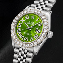 Afbeelding in Gallery-weergave laden, Rolex Datejust 1601 36mm Groene Romeinse Diamanten Wijzerplaat Roestvrij Staal Horloge
