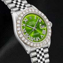 Afbeelding in Gallery-weergave laden, Rolex Datejust 1601 36mm Groene Romeinse Diamanten Wijzerplaat Roestvrij Staal Horloge
