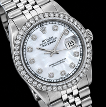 Afbeelding in Gallery-weergave laden, Rolex Datejust 1601 36mm Wit Parelmoer Diamanten Wijzerplaat Roestvrij Staal Horloge
